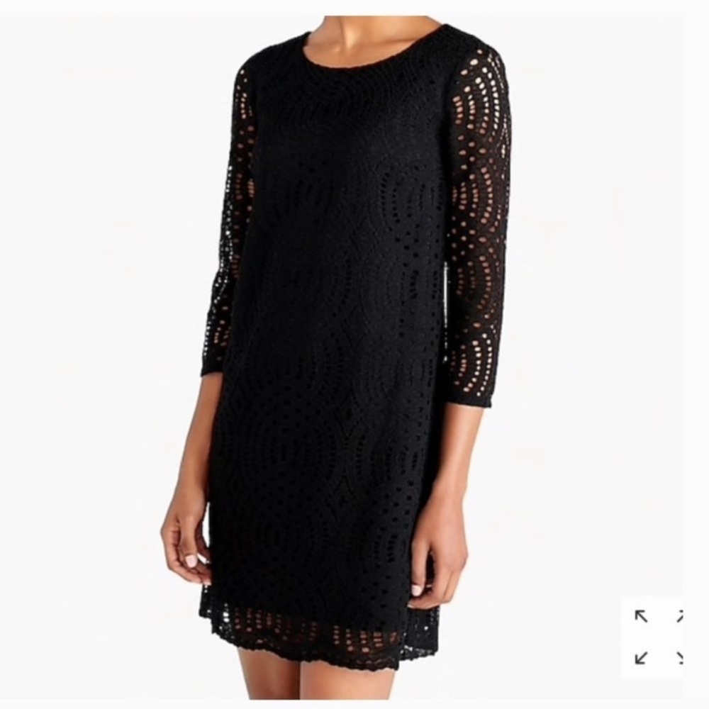 NWT J. Crew Black Sheath Dress 3/4 Sleeve Crew Neck SZ 0